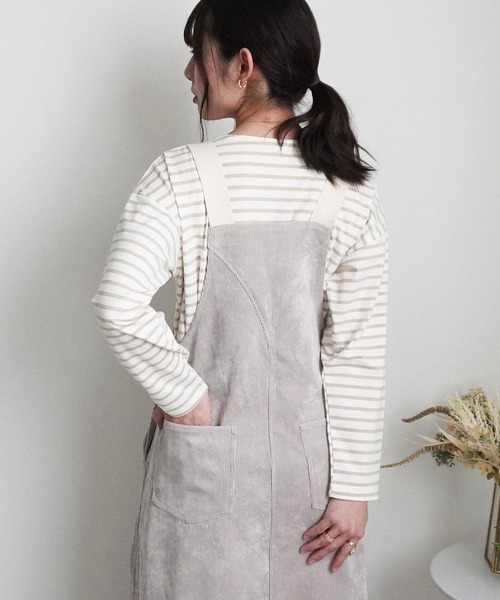 Emma(SELECT LEVERY)(エマ セレクトリベリー)の「コーデュロイジャンパースカート(サロペット/オーバーオール・レディース・パープル/アイボリー/カーキ/ブラック・MEDIUM/LARGE)」の18枚目の写真