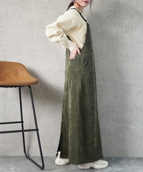 Emma(SELECT LEVERY)(エマ セレクトリベリー)の「コーデュロイジャンパースカート(サロペット/オーバーオール・レディース・パープル/アイボリー/カーキ/ブラック・MEDIUM/LARGE)」の8枚目の写真