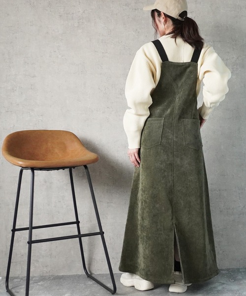 Emma(SELECT LEVERY)(エマ セレクトリベリー)の「コーデュロイジャンパースカート(サロペット/オーバーオール・レディース・パープル/アイボリー/カーキ/ブラック・MEDIUM/LARGE)」の9枚目の写真