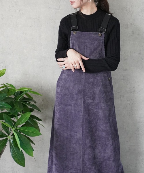 Emma(SELECT LEVERY)(エマ セレクトリベリー)の「コーデュロイジャンパースカート(サロペット/オーバーオール・レディース・パープル/アイボリー/カーキ/ブラック・MEDIUM/LARGE)」の10枚目の写真