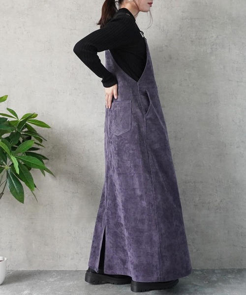 Emma(SELECT LEVERY)(エマ セレクトリベリー)の「コーデュロイジャンパースカート(サロペット/オーバーオール・レディース・パープル/アイボリー/カーキ/ブラック・MEDIUM/LARGE)」の12枚目の写真