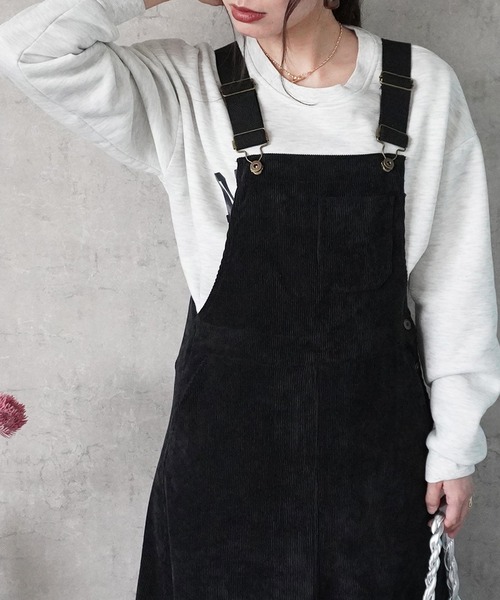 Emma(SELECT LEVERY)(エマ セレクトリベリー)の「コーデュロイジャンパースカート(サロペット/オーバーオール・レディース・パープル/アイボリー/カーキ/ブラック・MEDIUM/LARGE)」の14枚目の写真