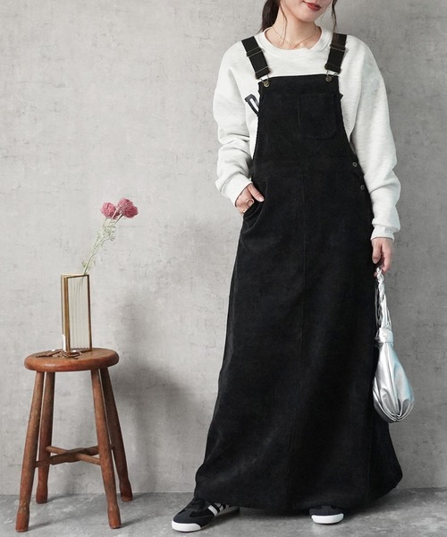 Emma(SELECT LEVERY)(エマ セレクトリベリー)の「コーデュロイジャンパースカート(サロペット/オーバーオール・レディース・パープル/アイボリー/カーキ/ブラック・MEDIUM/LARGE)」の15枚目の写真