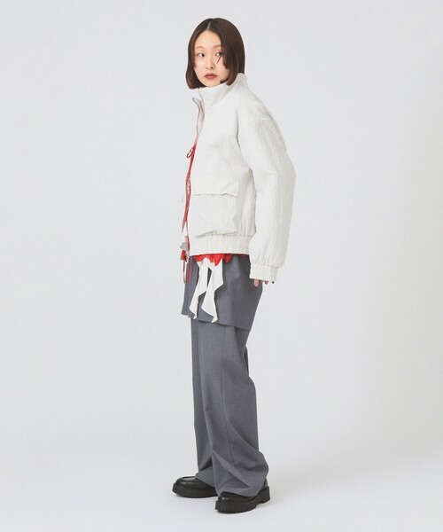 Ray BEAMS（レイビームス）の「ジャカード 中綿 スタンド ブルゾン（ブルゾン・レディース・ホワイト系その他6/ブラック・0/1）」の3枚目の写真