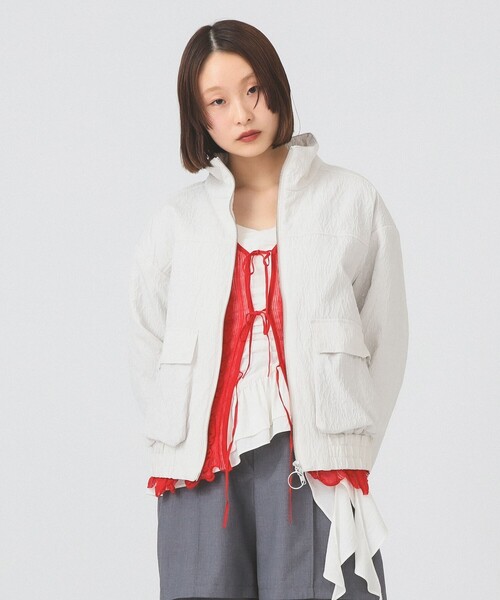 Ray BEAMS（レイビームス）の「ジャカード 中綿 スタンド ブルゾン（ブルゾン・レディース・ホワイト系その他6/ブラック・0/1）」の6枚目の写真