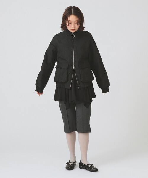 Ray BEAMS（レイビームス）の「ジャカード 中綿 スタンド ブルゾン（ブルゾン・レディース・ホワイト系その他6/ブラック・0/1）」の7枚目の写真