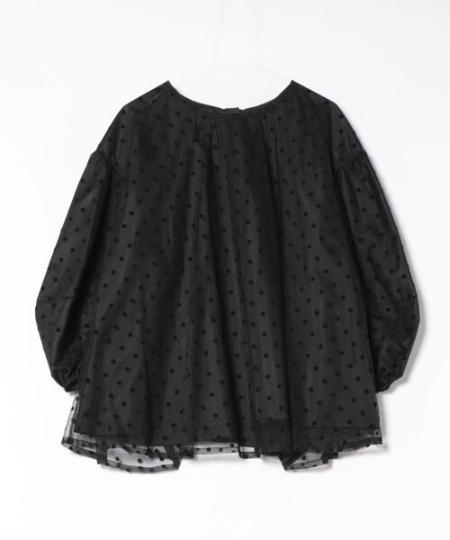 INGEBORG(インゲボルグ)の「ドットチュールギャザーブラウス(シャツ/ブラウス・レディース・オフホワイト/ブラック/ベージュ・FREE)」の2枚目の写真