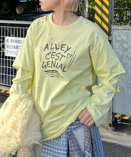 Alley Tokyo(アリートーキョー)の「レイヤードしてる風ダメージロンT(Tシャツ/カットソー・レディース・ブルー/イエロー・FREE)」の13枚目の写真