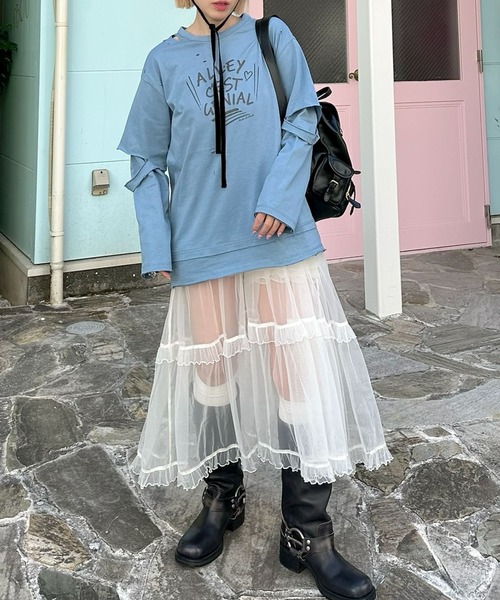Alley Tokyo(アリートーキョー)の「レイヤードしてる風ダメージロンT(Tシャツ/カットソー・レディース・ブルー/イエロー・FREE)」の5枚目の写真