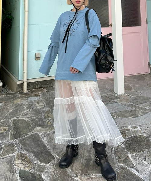 Alley Tokyo(アリートーキョー)の「レイヤードしてる風ダメージロンT(Tシャツ/カットソー・レディース・ブルー/イエロー・FREE)」の8枚目の写真