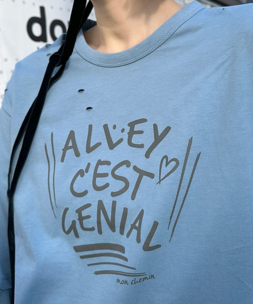 Alley Tokyo(アリートーキョー)の「レイヤードしてる風ダメージロンT(Tシャツ/カットソー・レディース・ブルー/イエロー・FREE)」の3枚目の写真