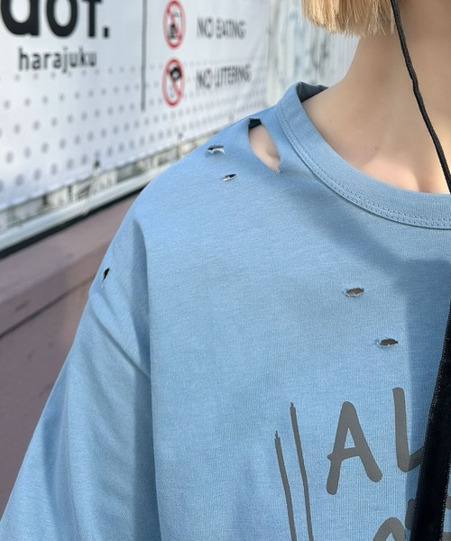 Alley Tokyo(アリートーキョー)の「レイヤードしてる風ダメージロンT(Tシャツ/カットソー・レディース・ブルー/イエロー・FREE)」の4枚目の写真