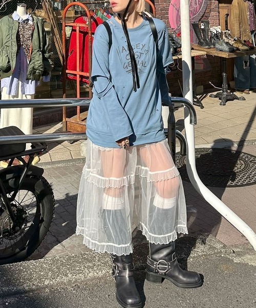Alley Tokyo(アリートーキョー)の「レイヤードしてる風ダメージロンT(Tシャツ/カットソー・レディース・ブルー/イエロー・FREE)」の7枚目の写真