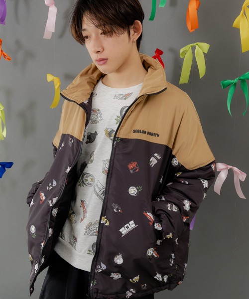 ScoLar Parity（スカラーパリティ）の「353139：ラビルの寿司づくし 中綿入りブルゾン（ブルゾン・レディース・ブラック/アイボリー・M）」の2枚目の写真