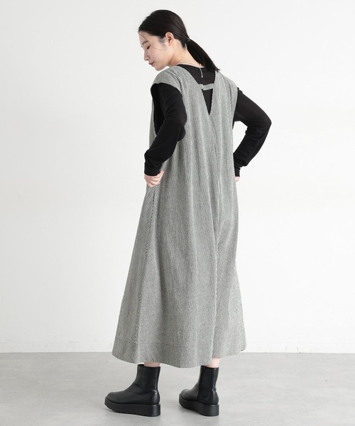 studio CLIP（スタディオクリップ）の「《natural by clip》LRフレアジャンパースカート[プチサイズあり]（ジャンパースカート・レディース・ブラック/ベージュ/チェック・PF/FREE）」の12枚目の写真