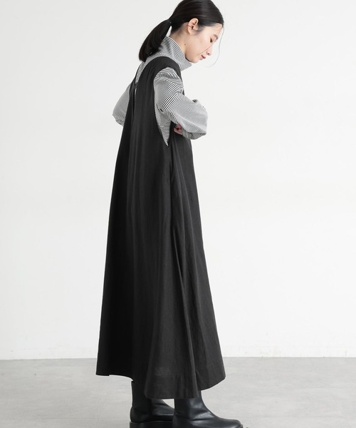 studio CLIP（スタディオクリップ）の「《natural by clip》LRフレアジャンパースカート[プチサイズあり]（ジャンパースカート・レディース・ブラック/ベージュ/チェック・PF/FREE）」の16枚目の写真