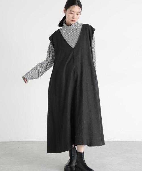 studio CLIP（スタディオクリップ）の「《natural by clip》LRフレアジャンパースカート[プチサイズあり]（ジャンパースカート・レディース・ブラック/ベージュ/チェック・PF/FREE）」の18枚目の写真