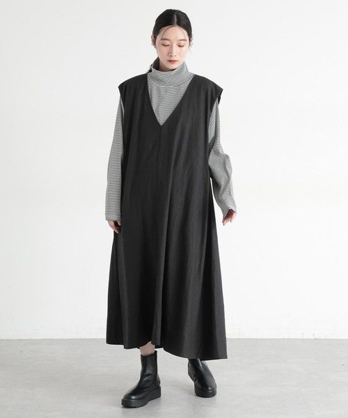 studio CLIP（スタディオクリップ）の「《natural by clip》LRフレアジャンパースカート[プチサイズあり]（ジャンパースカート・レディース・ブラック/ベージュ/チェック・PF/FREE）」の20枚目の写真