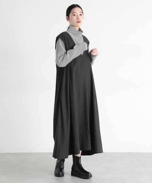 studio CLIP（スタディオクリップ）の「《natural by clip》LRフレアジャンパースカート[プチサイズあり]（ジャンパースカート・レディース・ブラック/ベージュ/チェック・PF/FREE）」の22枚目の写真