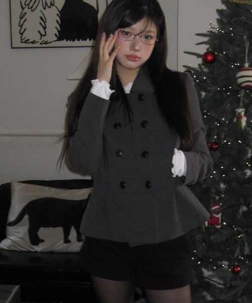 semplice（センプリチェ）の「ショートコート（その他アウター・レディース・グレー/ブラック/ネイビー/ベージュ/カーキ/ブラウン・F）」の9枚目の写真