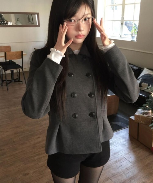 semplice（センプリチェ）の「ショートコート（その他アウター・レディース・グレー/ブラック/ネイビー/ベージュ/カーキ/ブラウン・F）」の11枚目の写真