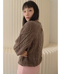 Raglan Cable Wool Knit Pullover_Brown