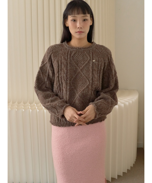 Sorry,Too Much Love(ソーリートゥーマッチラブ)の「Raglan Cable Wool Knit Pullover_Brown(ニット/セーター・レディース・その他・FREE)」の2枚目の写真