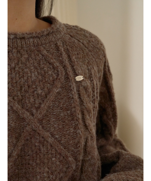 Sorry,Too Much Love(ソーリートゥーマッチラブ)の「Raglan Cable Wool Knit Pullover_Brown(ニット/セーター・レディース・その他・FREE)」の3枚目の写真