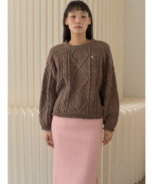 Sorry,Too Much Love(ソーリートゥーマッチラブ)の「Raglan Cable Wool Knit Pullover_Brown(ニット/セーター・レディース・その他・FREE)」の5枚目の写真