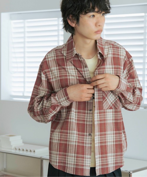 Zooodle（ズードル）の「Contrast checkered shirt - コントラストチェックシャツ -（シャツ/ブラウス・メンズ・レッド/ブルー・MEDIUM/LARGE）」の2枚目の写真