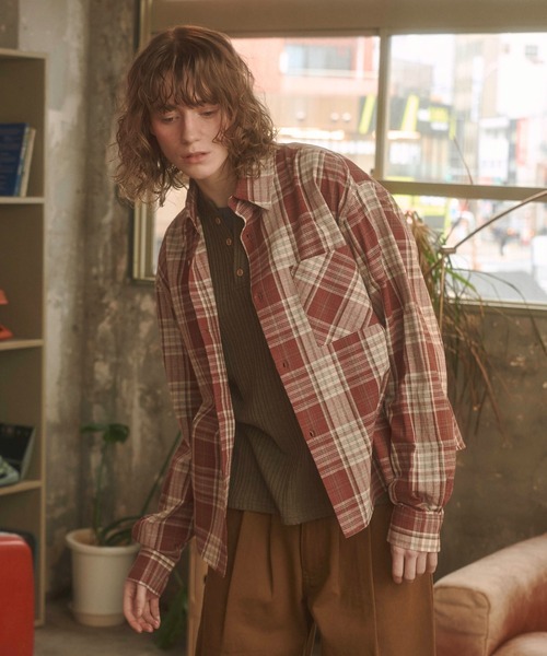 Zooodle（ズードル）の「Contrast checkered shirt - コントラストチェックシャツ -（シャツ/ブラウス・メンズ・レッド/ブルー・MEDIUM/LARGE）」の11枚目の写真