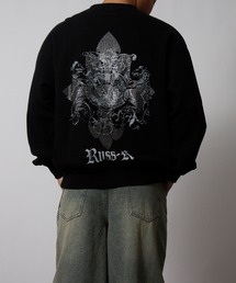 RUSS-K（ラスケー）の「【RUSS-K/ラスケー】2026新作 ラインストーン トライバル クロス 裏毛トレーナー スウェット（スウェット）」
