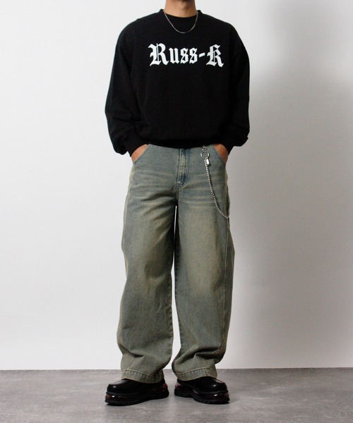 RUSS-K(ラスケー)の「【RUSS-K/ラスケー】ラインストーン トライバル クロス 裏毛トレーナー スウェット(スウェット・メンズ・ブラック/チャコール・L/M)」の16枚目の写真