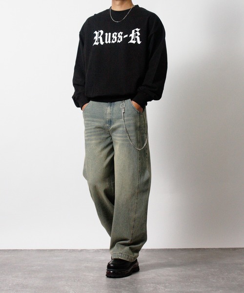 RUSS-K(ラスケー)の「【RUSS-K/ラスケー】ラインストーン トライバル クロス 裏毛トレーナー スウェット(スウェット・メンズ・ブラック/チャコール・L/M)」の18枚目の写真