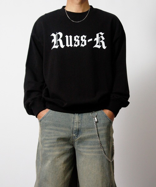 RUSS-K(ラスケー)の「【RUSS-K/ラスケー】ラインストーン トライバル クロス 裏毛トレーナー スウェット(スウェット・メンズ・ブラック/チャコール・L/M)」の13枚目の写真