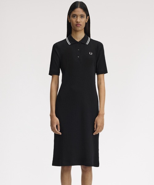 FRED PERRY（フレッドペリー）の「Ribbed Polo Dress／リブポロシャツワンピース（ワンピース・レディース・ブラック・10）」の13枚目の写真
