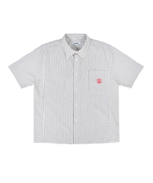 LORES（ロアス）の「Paneled Stripe S/S Shirt - White（シャツ/ブラウス）」