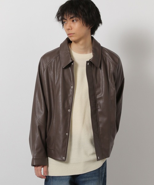 LAKOLE（ラコレ）の「シングルPUレザーブルゾン / 638221（ブルゾン・メンズ・ブラック/ブラウン/グリーン・LARGE/MEDIUM）」の2枚目の写真