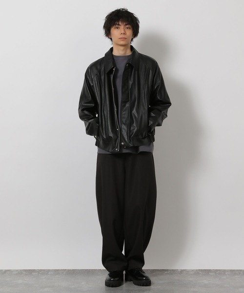 LAKOLE（ラコレ）の「シングルPUレザーブルゾン / 638221（ブルゾン・メンズ・ブラック/ブラウン/グリーン・LARGE/MEDIUM）」の4枚目の写真