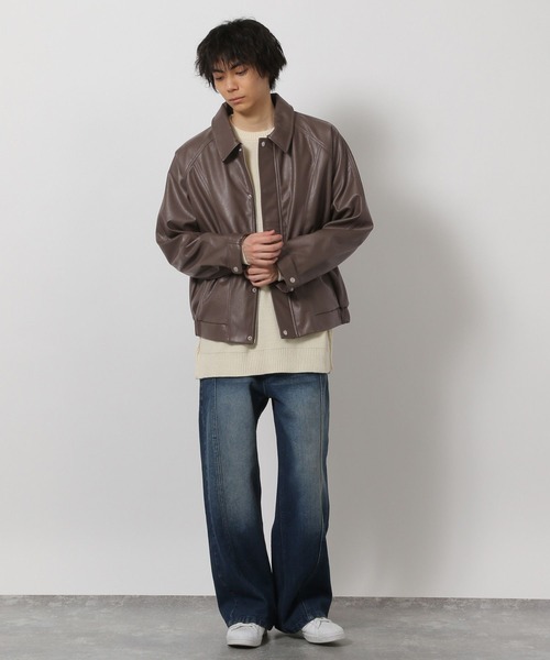 LAKOLE（ラコレ）の「シングルPUレザーブルゾン / 638221（ブルゾン・メンズ・ブラック/ブラウン/グリーン・LARGE/MEDIUM）」の6枚目の写真