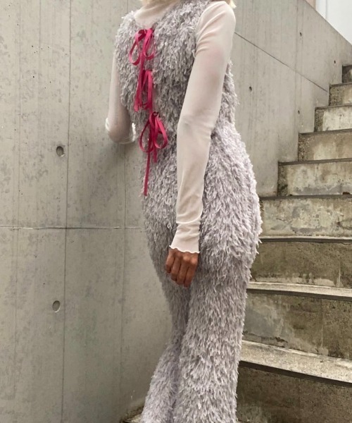 ENCLOSURE(エンクロージャー)の「【ENCLOSURE】Eco feather wide pants(その他パンツ・レディース・グレー/ブラック/ピンク・FREE)」の2枚目の写真