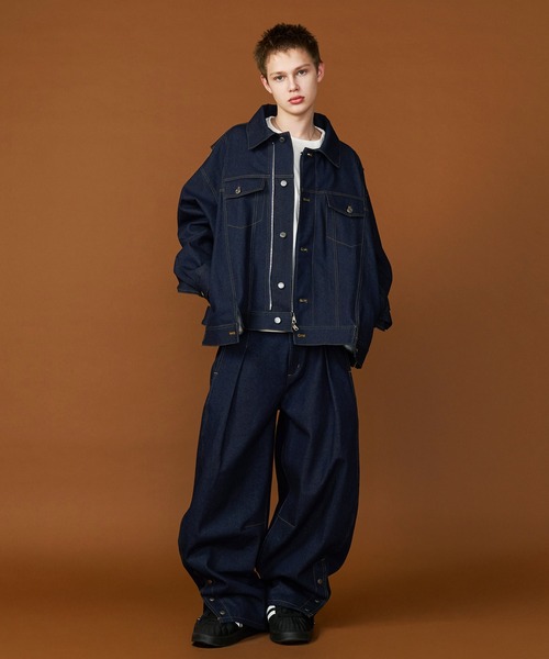 SeeSew(シーソー)の「【UNISEX】DENIM CURVE PANTS/デニムカーブパンツ(デニムパンツ・メンズ・ネイビー/ブラック・M/L)」の14枚目の写真