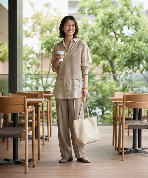STYLE DELI(スタイルデリ)の「【DELI by】マチありA4シンプルトートバッグ(トートバッグ・レディース・ナチュラル/ブラック・FREE)」の5枚目の写真