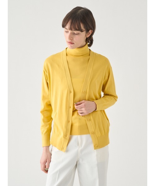 JOHN SMEDLEY(ジョンスメドレー)の「Vネック長袖コットンニットカーディガン(カーディガン/ボレロ・レディース・イエロー系その他2・M)」の4枚目の写真