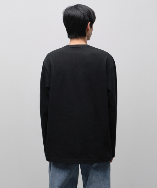 MUSINSA STANDARD（ムシンサスタンダード）の「リラックスドOEクルーネック長袖Tシャツ[ブラック]（Tシャツ/カットソー・メンズ・その他・SMALL/MEDIUM/LARGE/X-LARGE/2XL/3XL）」の3枚目の写真