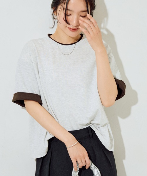 セール】限定展開 裏配色 スリーブ 半袖 Tシャツ（Tシャツ/カットソー