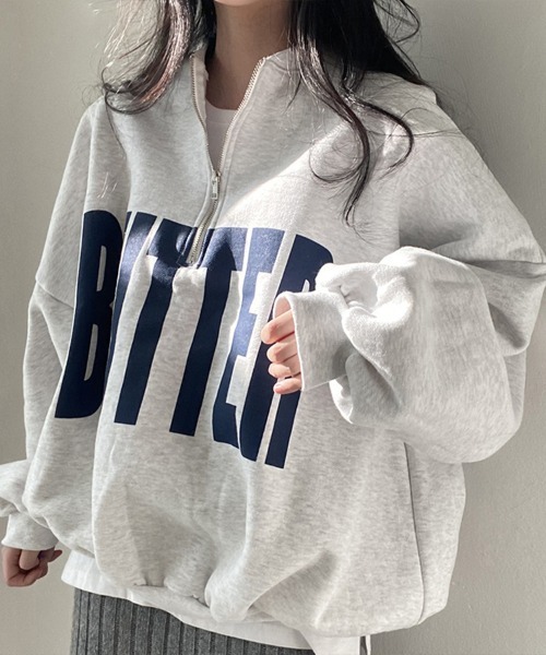 Flugge（フラッジー）の「ビッグプリントハーフジップスウェット（スウェット・レディース・グレー/ブルー・MEDIUM/LARGE）」の2枚目の写真