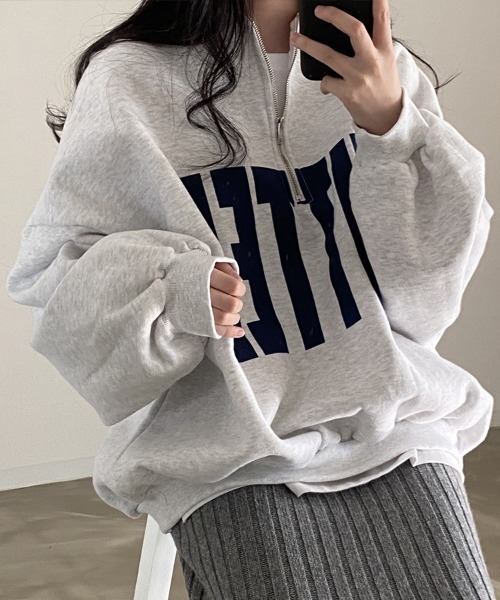 Flugge（フラッジー）の「ビッグプリントハーフジップスウェット（スウェット・レディース・グレー/ブルー・MEDIUM/LARGE）」の8枚目の写真