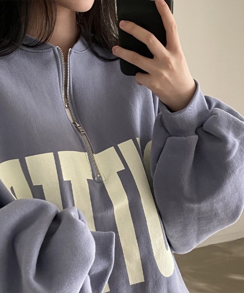 Flugge（フラッジー）の「ビッグプリントハーフジップスウェット（スウェット・レディース・グレー/ブルー・MEDIUM/LARGE）」の9枚目の写真
