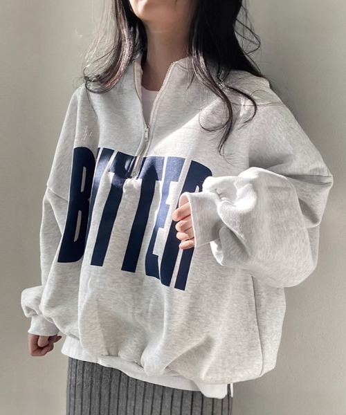 Flugge（フラッジー）の「ビッグプリントハーフジップスウェット（スウェット・レディース・グレー/ブルー・MEDIUM/LARGE）」の16枚目の写真